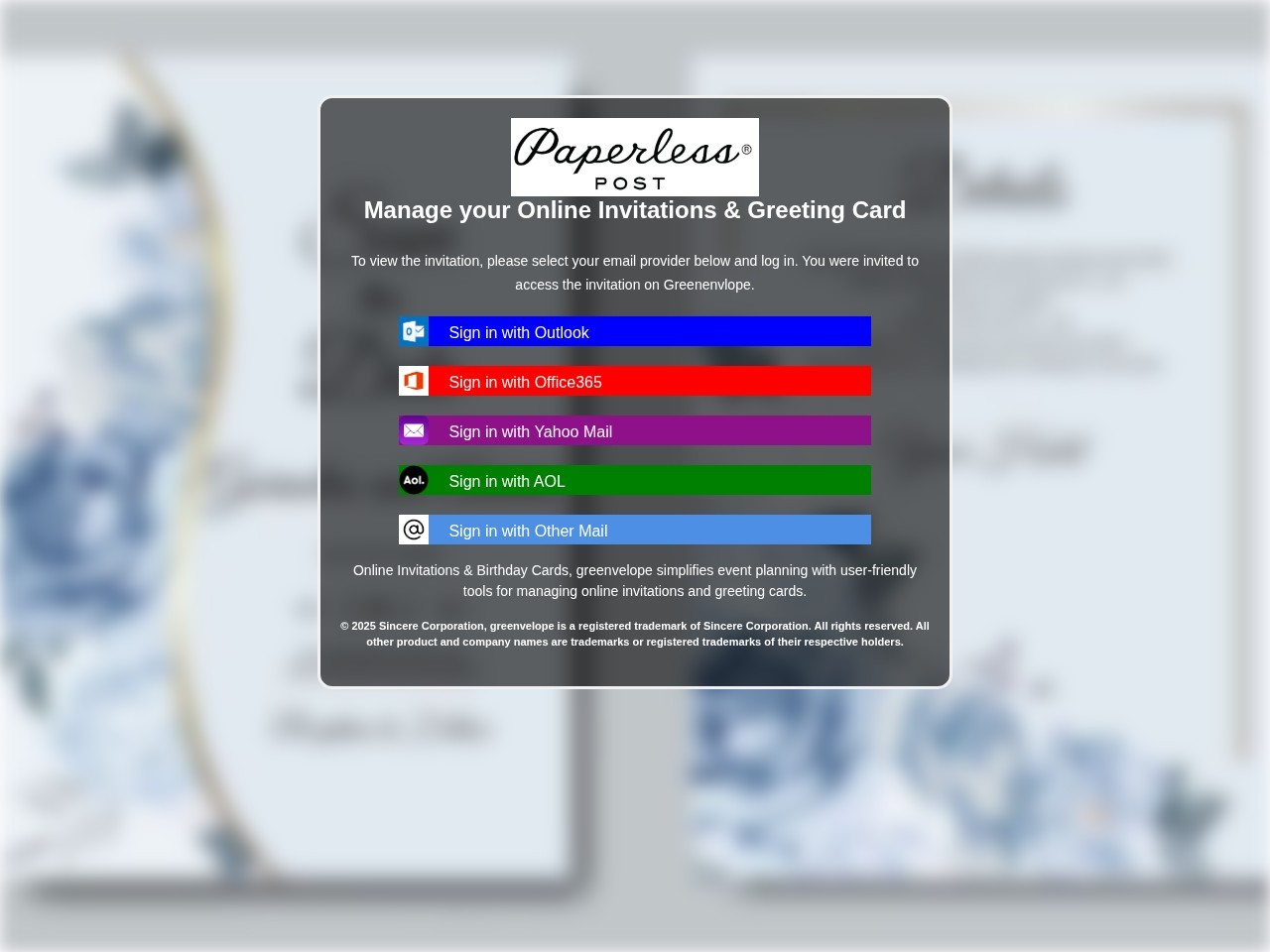 Captured phishing page impersonating Paperless Post on gixon.sbs